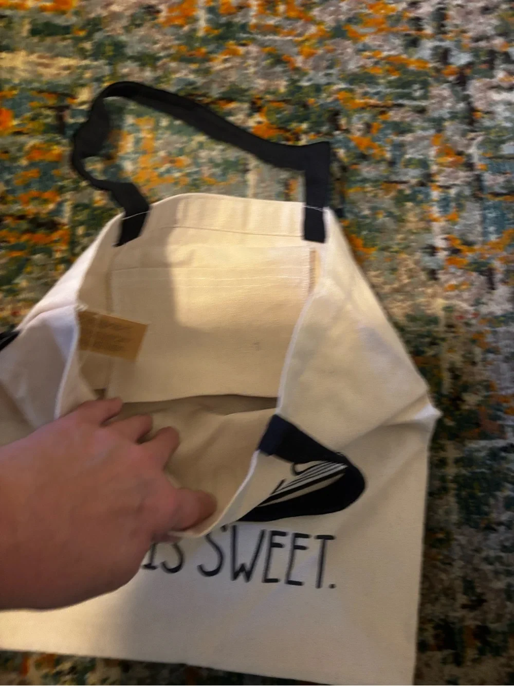 NWT Out of Print Natural Canvas Tote with Black Accents